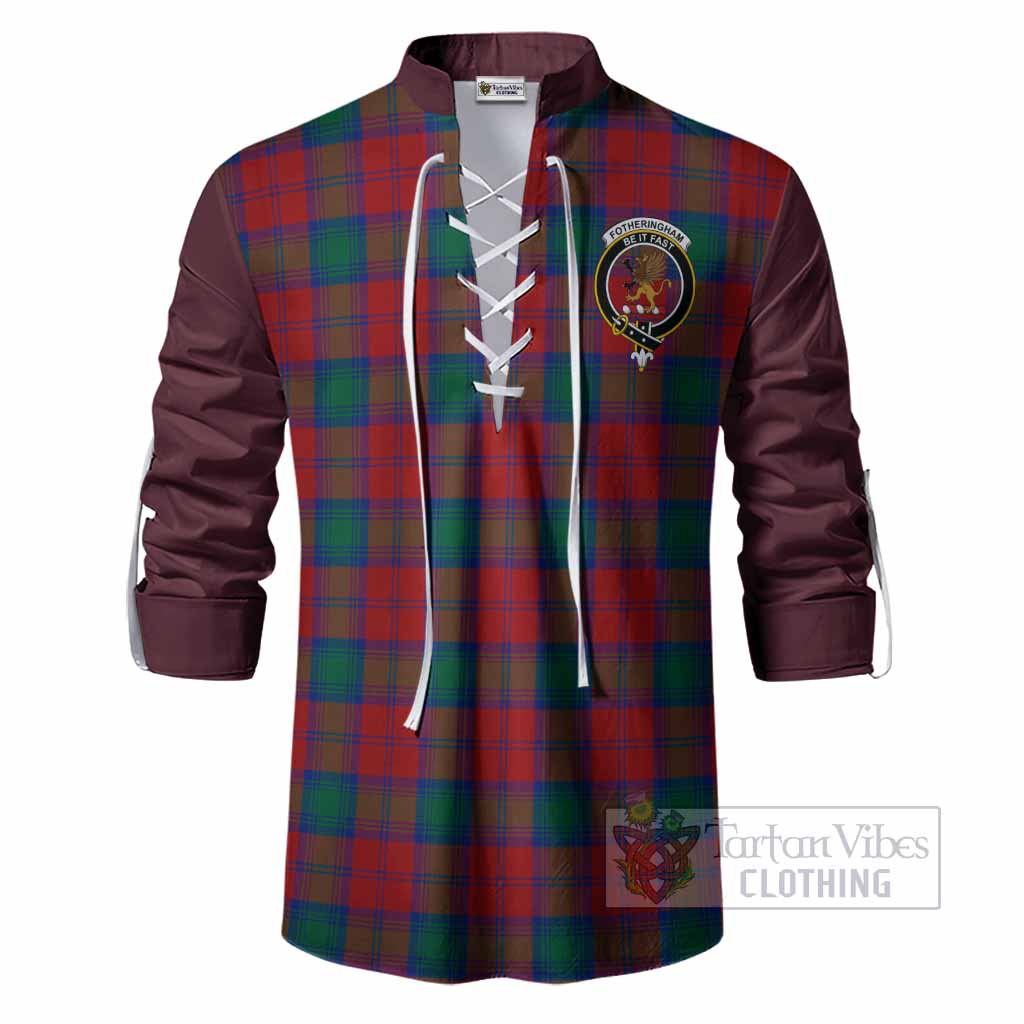 Fotheringham (Fotheringhame) Tartan Accent Ghillie Shirt with Family Crest
