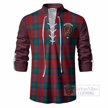Fotheringham (Fotheringhame) Tartan Accent Ghillie Shirt with Family Crest