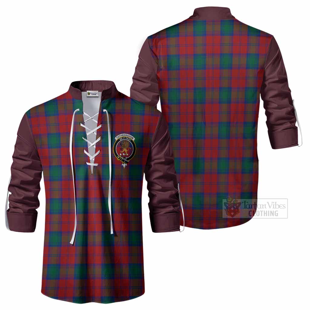 Fotheringham (Fotheringhame) Tartan Accent Ghillie Shirt with Family Crest