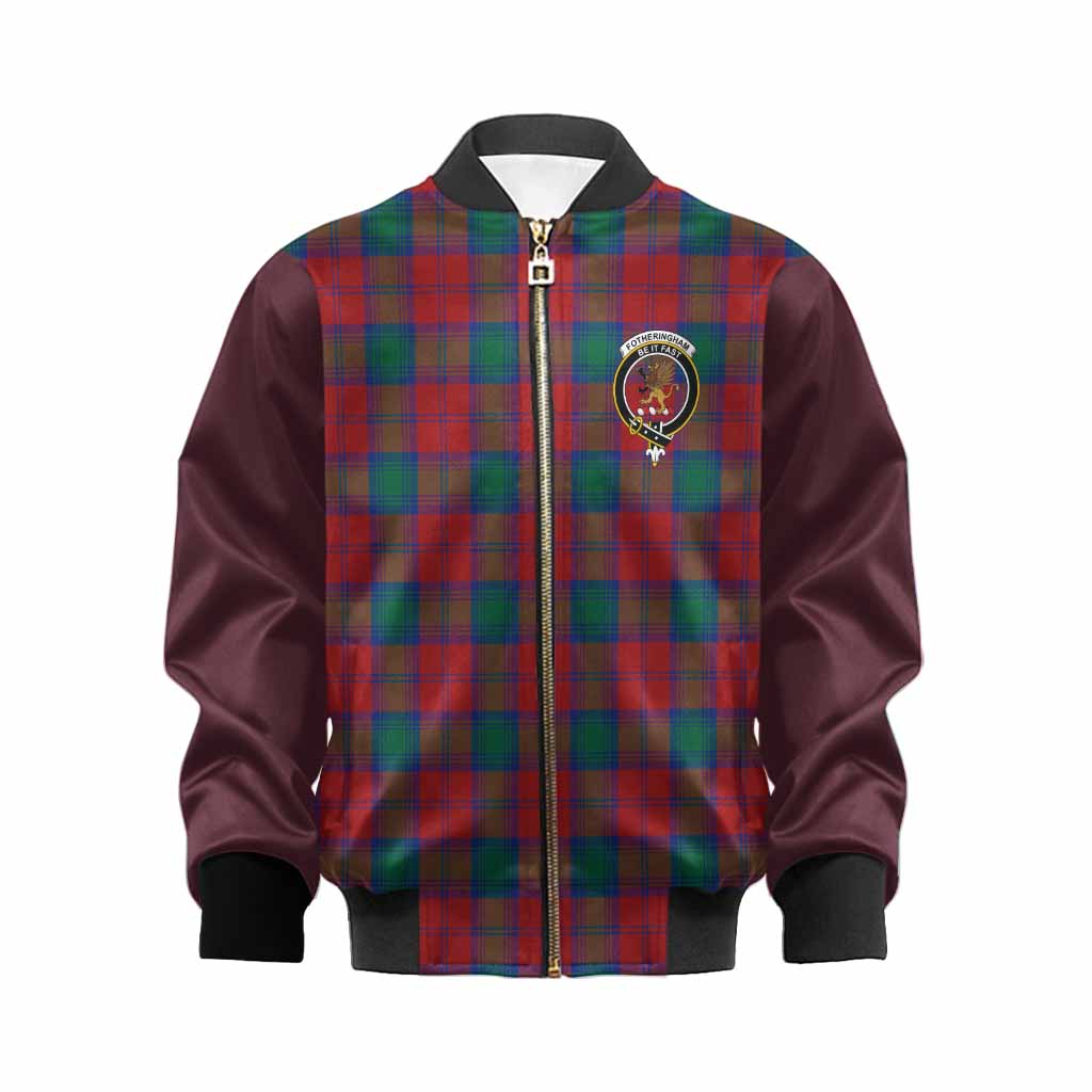 Fotheringham (Fotheringhame) Tartan Accent Kid Bomber Jacket with Family Crest