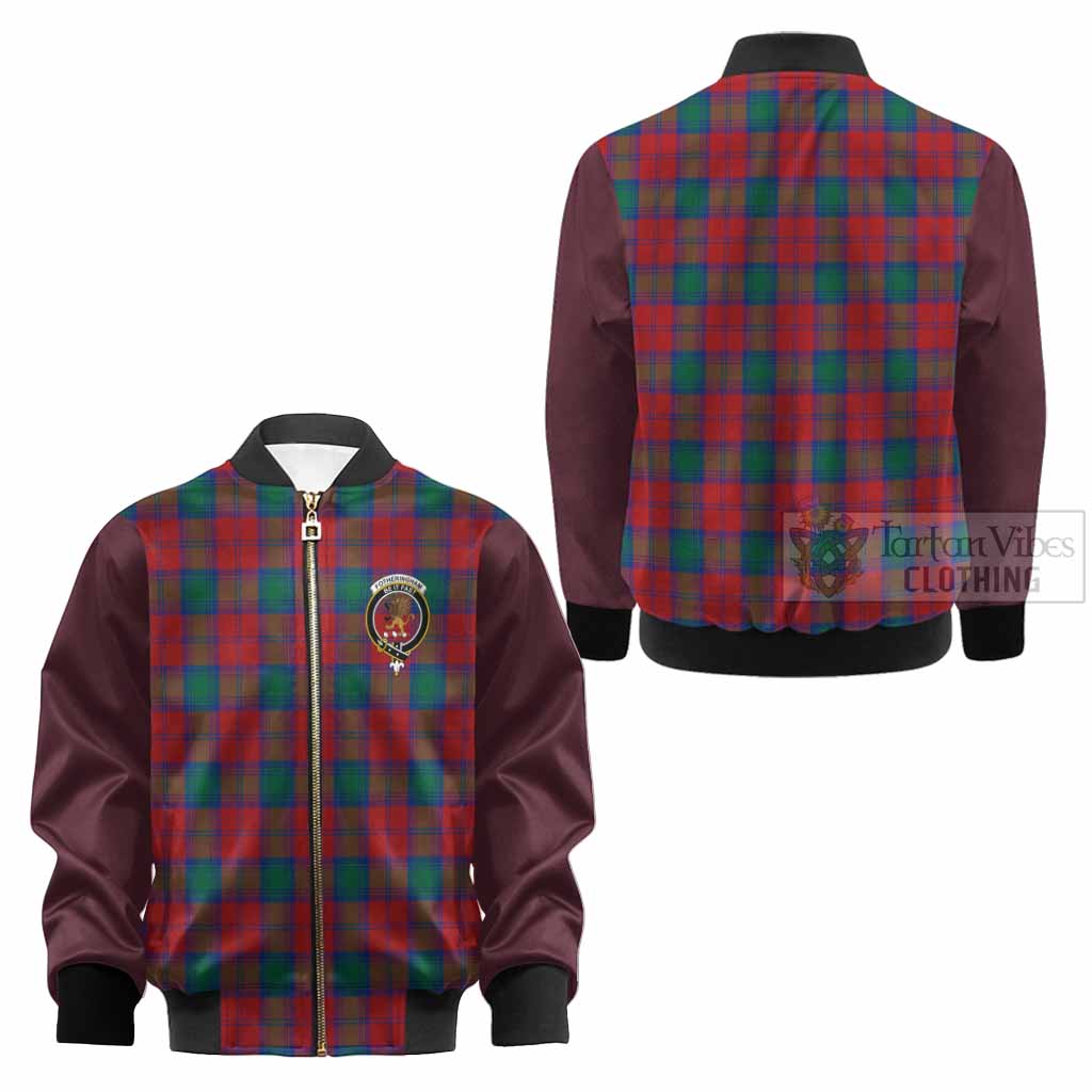 Fotheringham (Fotheringhame) Tartan Accent Kid Bomber Jacket with Family Crest