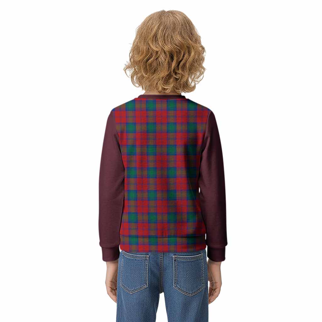 Fotheringham (Fotheringhame) Tartan Accent Kid Knitted Sweatshirt with Family Crest