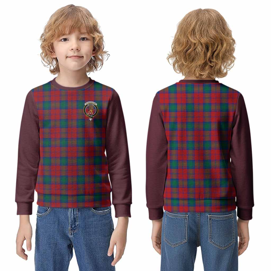 Fotheringham (Fotheringhame) Tartan Accent Kid Knitted Sweatshirt with Family Crest