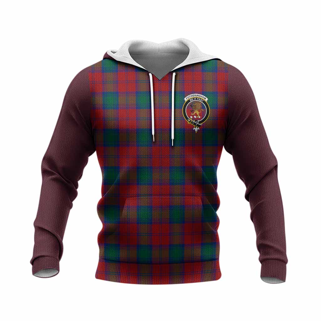 Fotheringham (Fotheringhame) Tartan Accent Knitted Hoodie with Family Crest