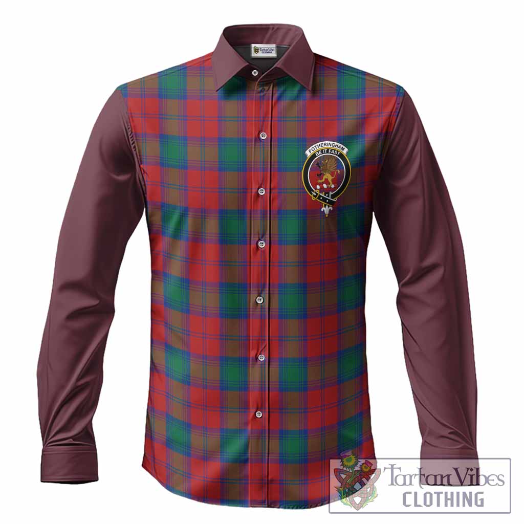 Fotheringham (Fotheringhame) Tartan Accent Long Sleeve Button Shirts with Family Crest