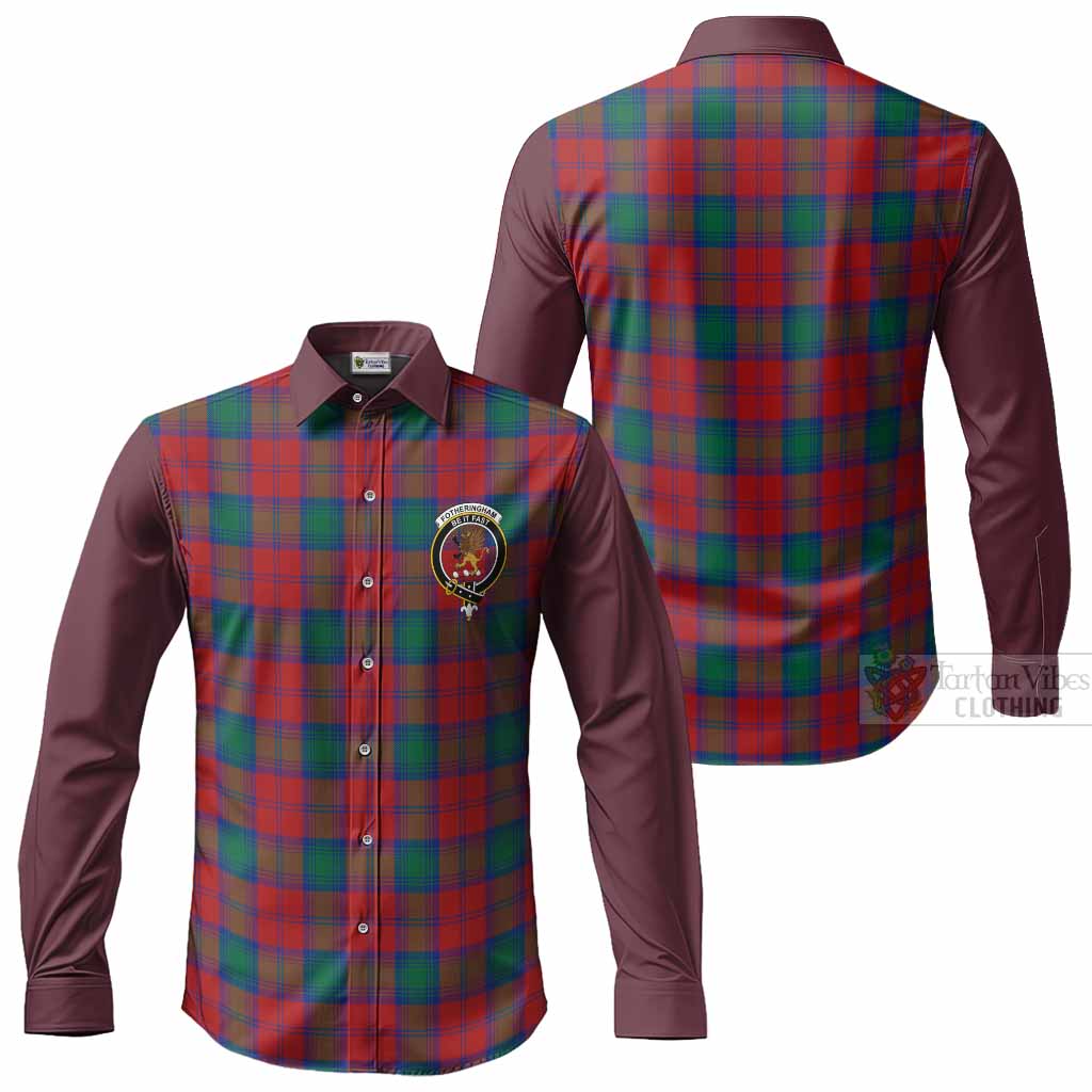 Fotheringham (Fotheringhame) Tartan Accent Long Sleeve Button Shirts with Family Crest