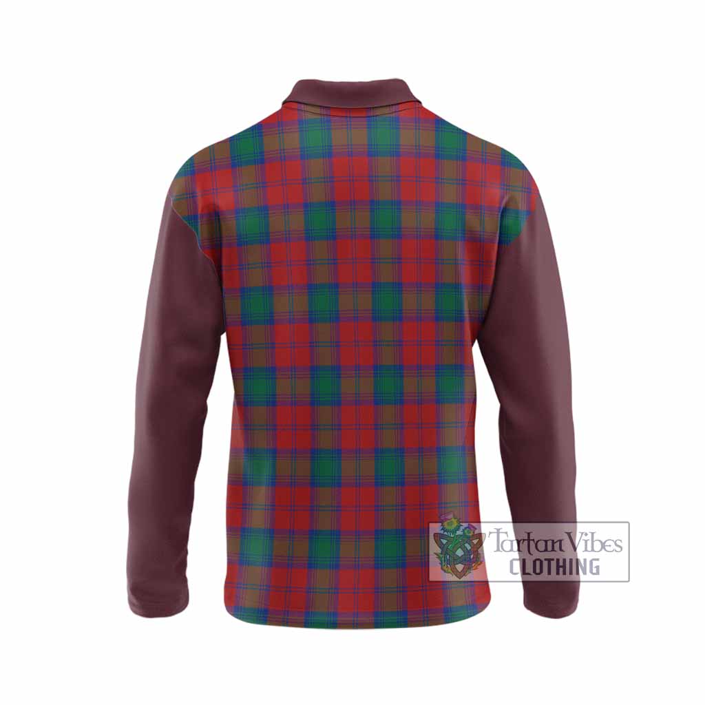 Fotheringham (Fotheringhame) Tartan Accent Long Sleeve Polo Shirt with Family Crest