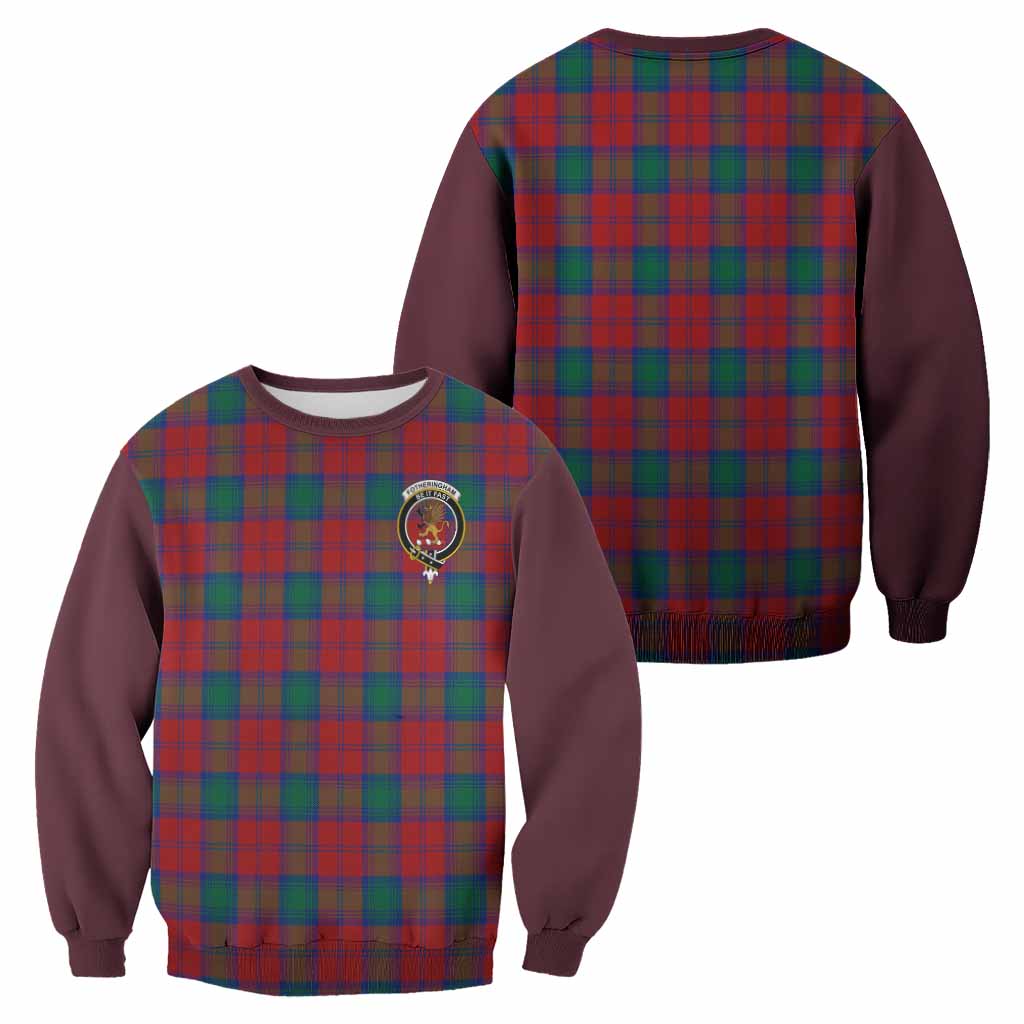 Fotheringham (Fotheringhame) Tartan Accent Sweatshirt with Family Crest