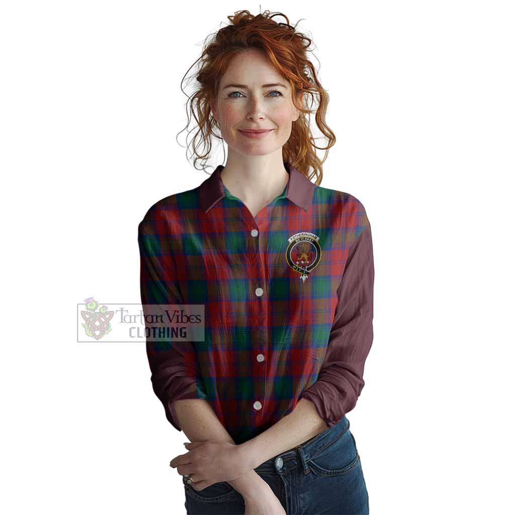 Fotheringham (Fotheringhame) Tartan Accent Women Casual Shirt with Family Crest