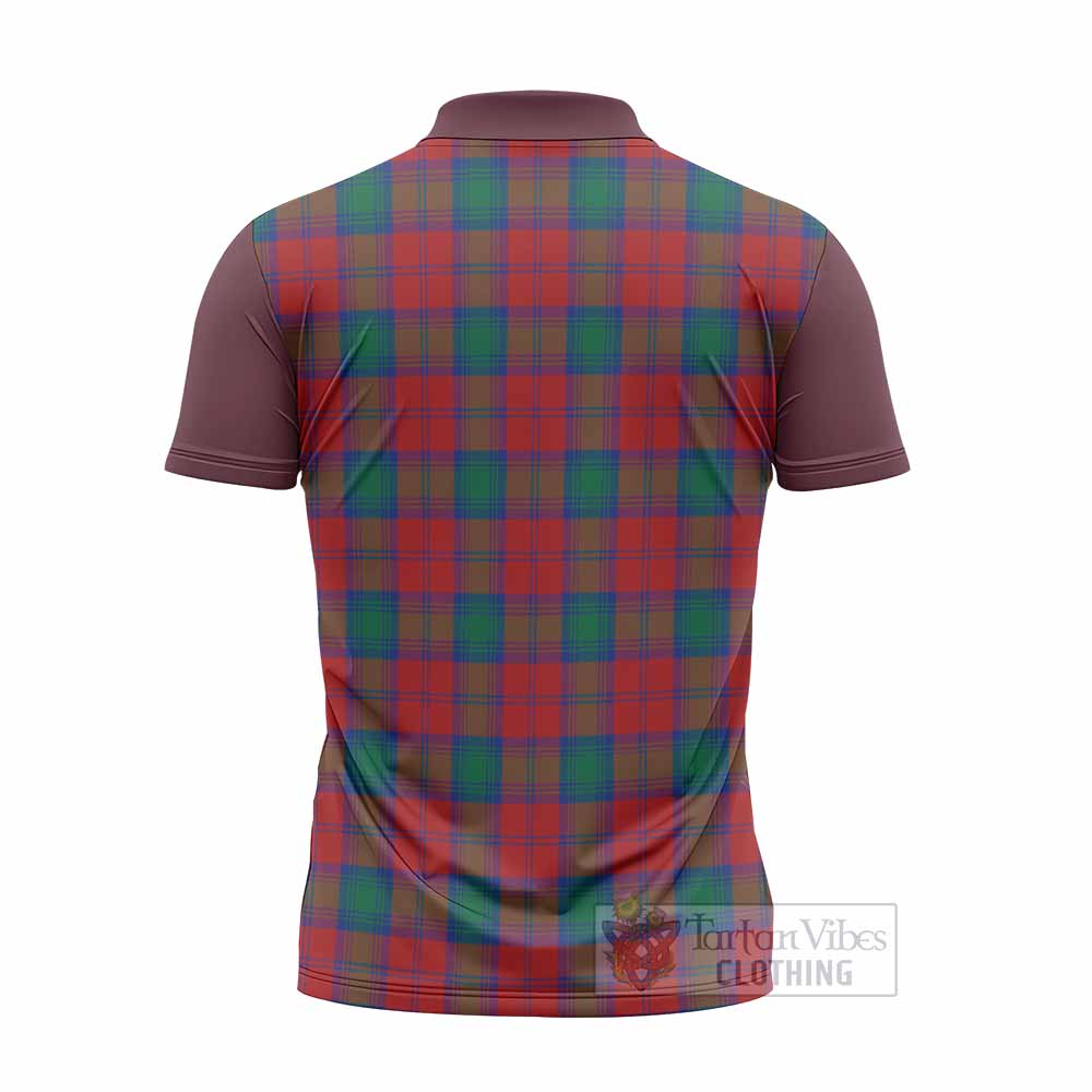 Fotheringham (Fotheringhame) Tartan Accent Zipper Polo Shirt with Family Crest