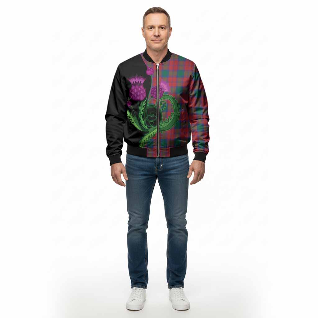 Fotheringham (Fotheringhame) Tartan Bomber Jacket Traditional Scottish Thistle