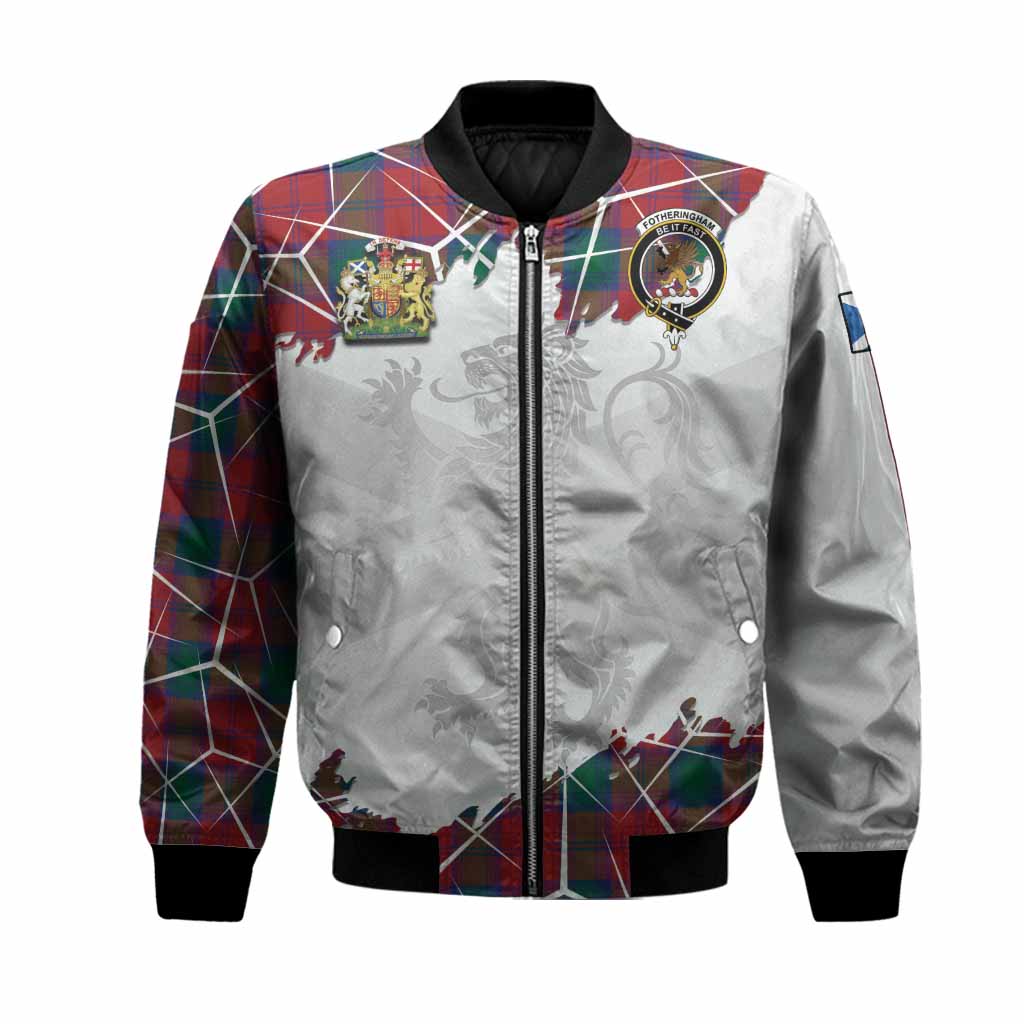 Fotheringham (Fotheringhame) Tartan Bomber Jacket with Family Crest and Lion Rampant Grunge Style