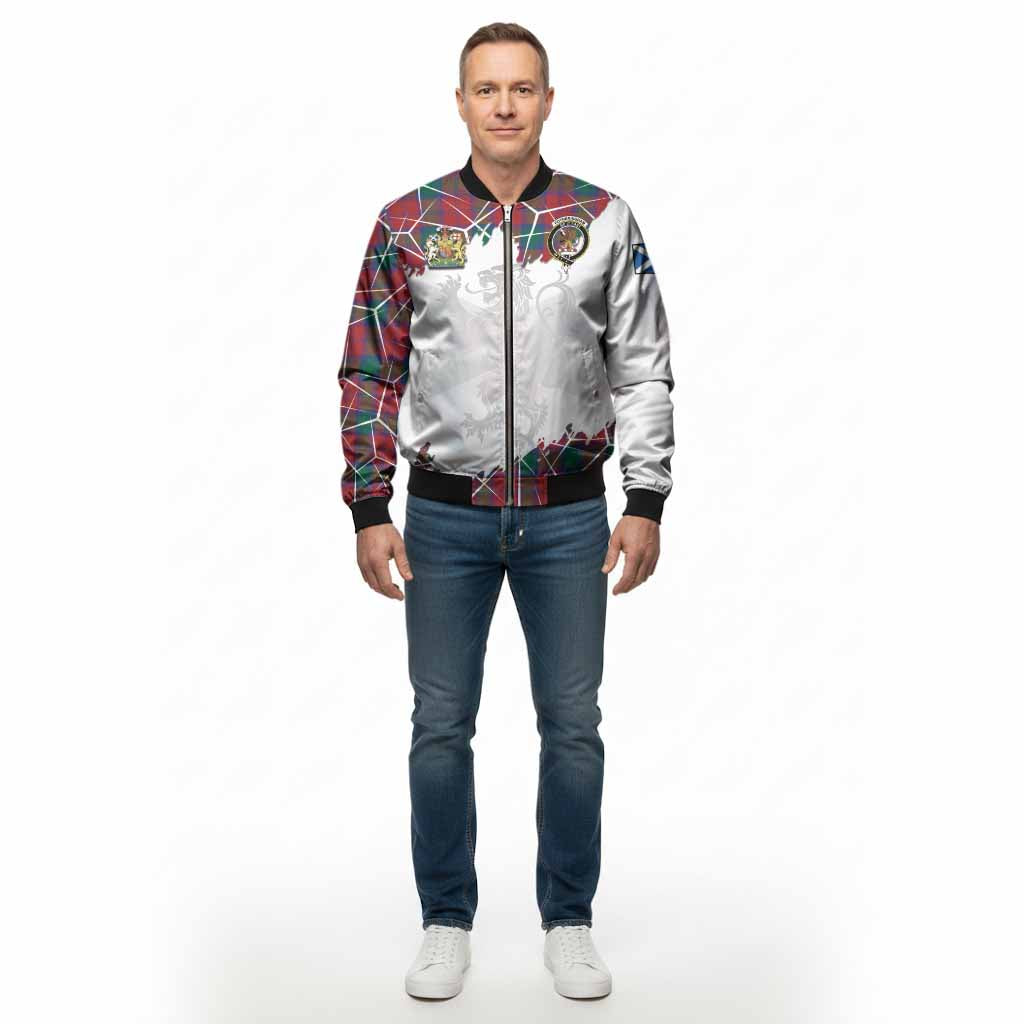 Fotheringham (Fotheringhame) Tartan Bomber Jacket with Family Crest and Lion Rampant Grunge Style