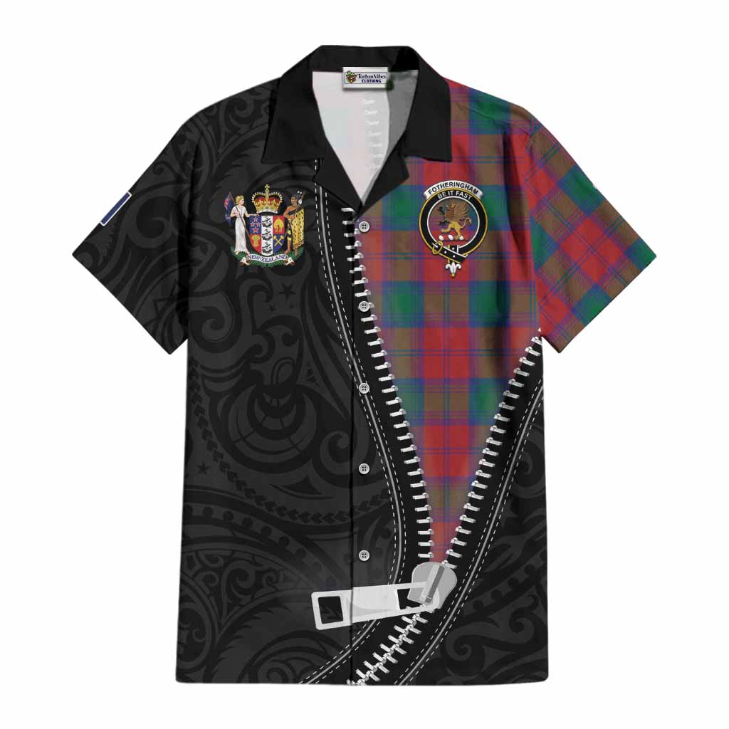 Fotheringham (Fotheringhame) Tartan Cotton Hawaiian Shirt New Zealand Pattern Unique Zipper Stylized