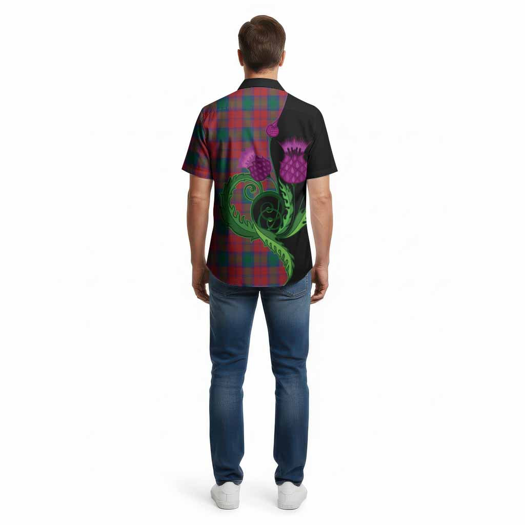 Fotheringham (Fotheringhame) Tartan Cotton Hawaiian Shirt Traditional Scottish Thistle