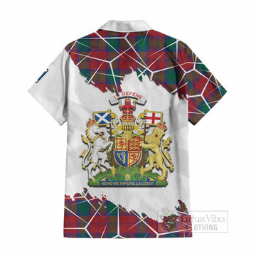 Fotheringham (Fotheringhame) Tartan Cotton Hawaiian Shirt with Family Crest and Lion Rampant Grunge Style
