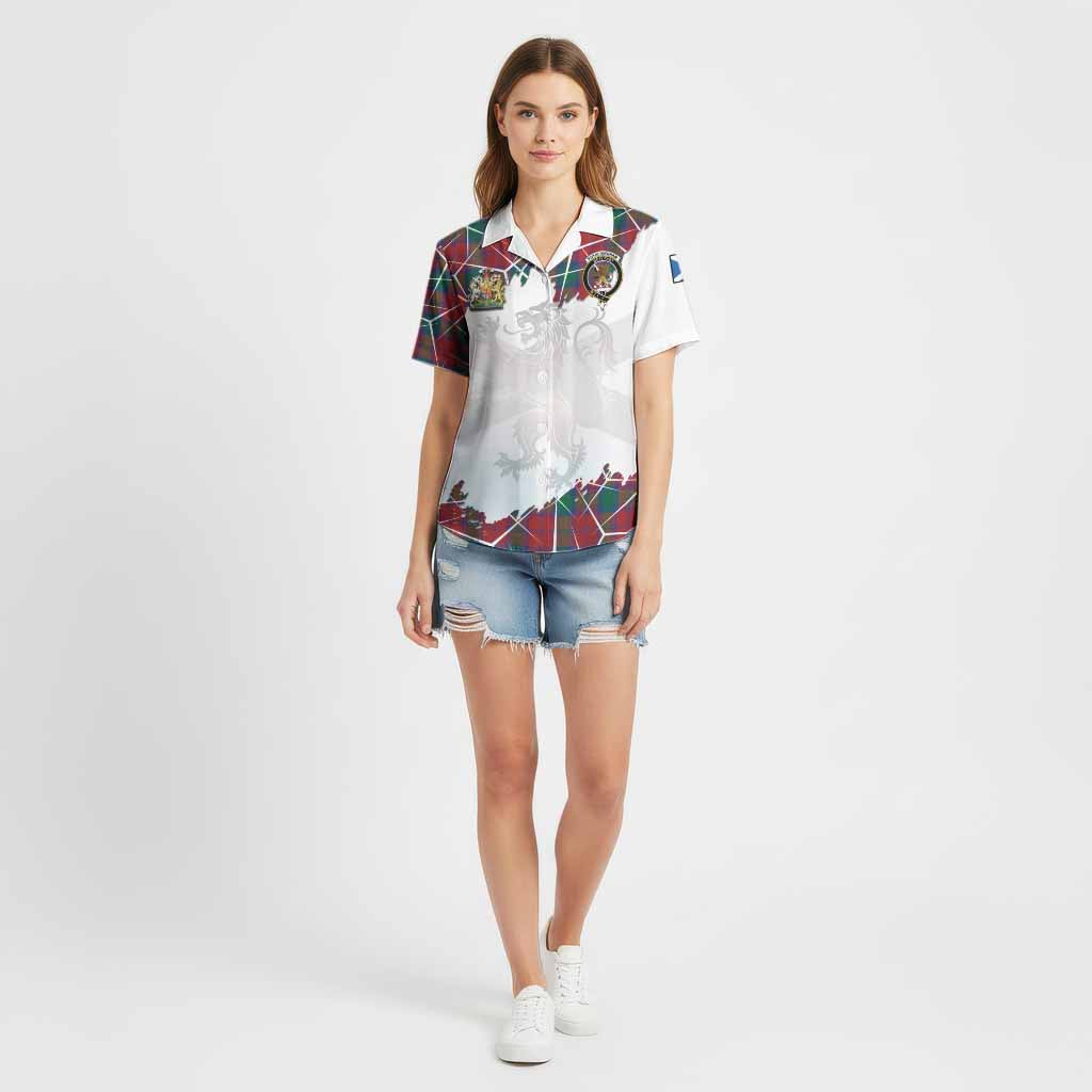 Fotheringham (Fotheringhame) Tartan Cotton Hawaiian Shirt with Family Crest and Lion Rampant Grunge Style