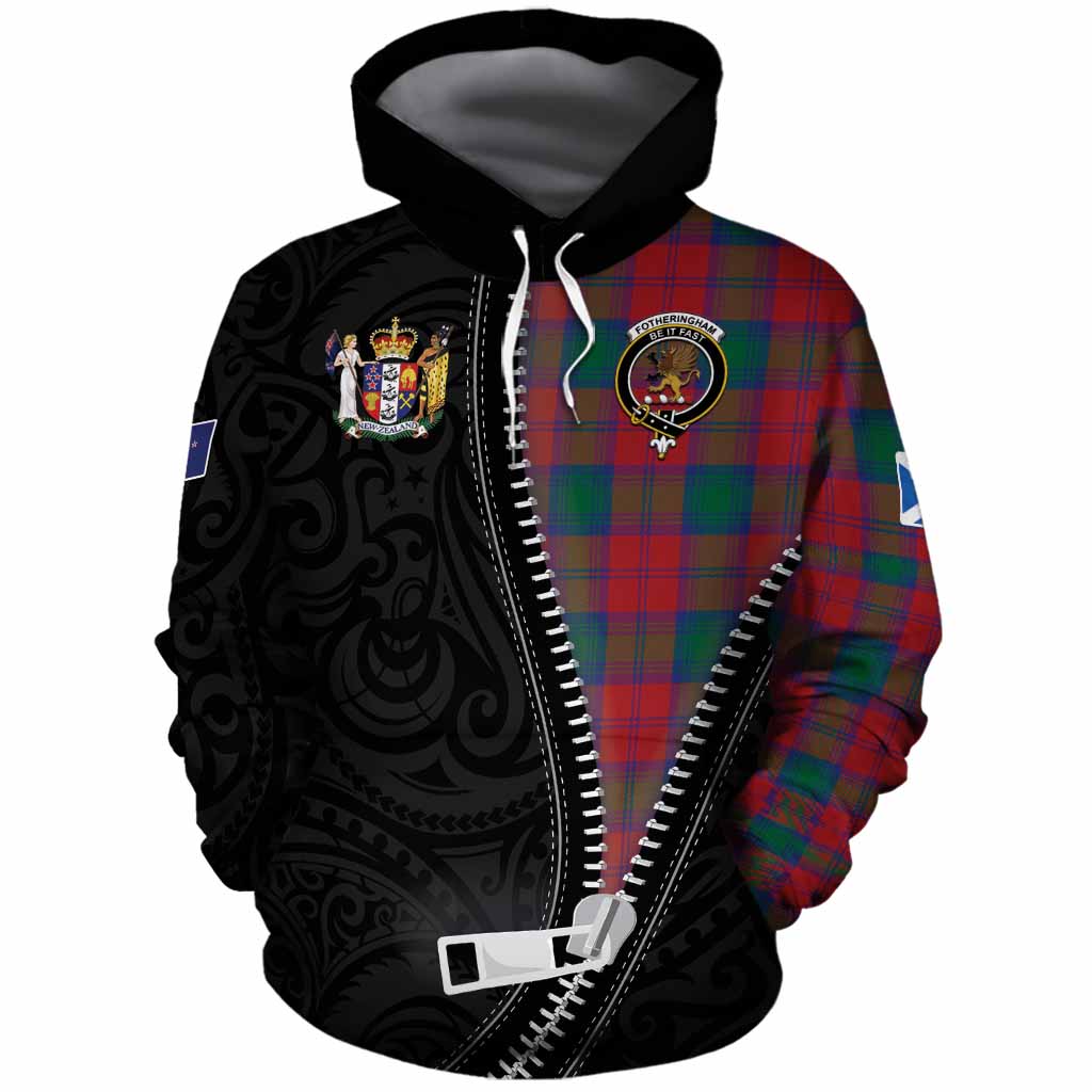 Fotheringham (Fotheringhame) Tartan Cotton Hoodie New Zealand Pattern Unique Zipper Stylized
