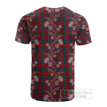 Fotheringham (Fotheringhame) Tartan Cotton T-shirt Seamless Scottish Thistle Flowers