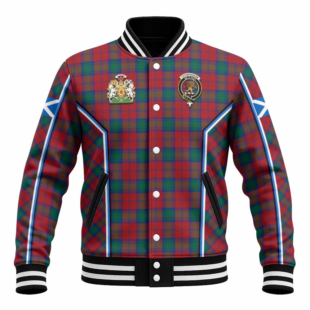Fotheringham (Fotheringhame) Tartan Crest Baseball Jacket Scotland Coat of Arm Flag Style - Tartan Vibes Clothing