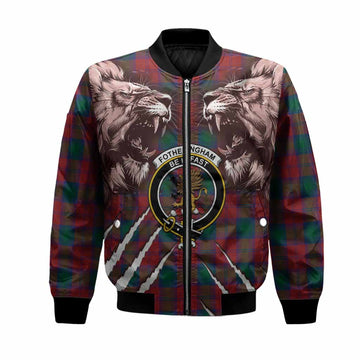 Fotheringham (Fotheringhame) Tartan Crest Bomber Jacket Ferocious Lion Style