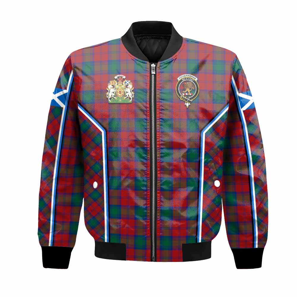 Fotheringham (Fotheringhame) Tartan Crest Bomber Jacket Scotland Coat of Arm Flag Style - Tartan Vibes Clothing