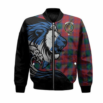 Fotheringham (Fotheringhame) Tartan Crest Bomber Jacket Scottish Golden Lions Wave Flow
