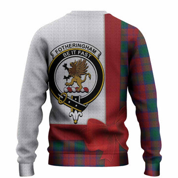 Fotheringham (Fotheringhame) Tartan Crest Christmas Christmas Ugly Sweater Highland Cow Bagpipes Coquette Bow Style