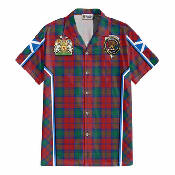 Fotheringham (Fotheringhame) Tartan Crest Cotton Hawaiian Shirt Scotland Coat of Arm Flag Style - Tartan Vibes Clothing