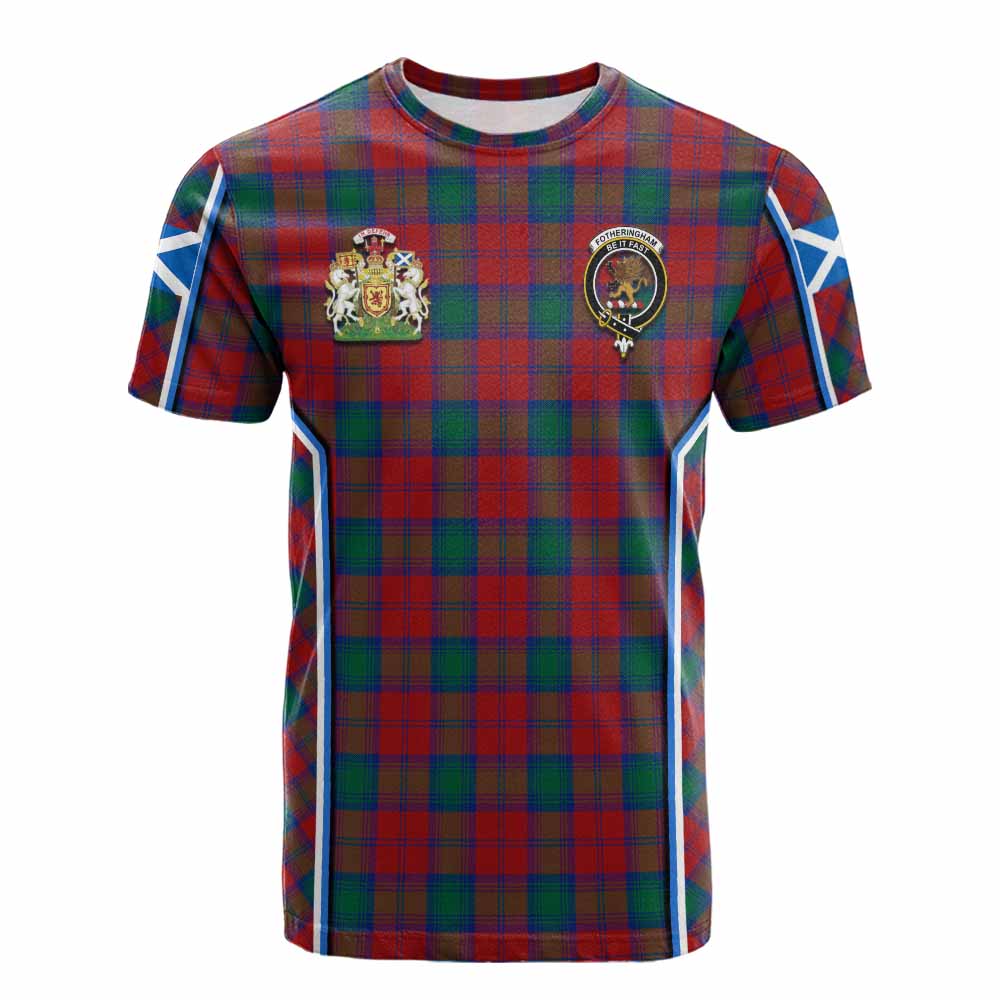 Fotheringham (Fotheringhame) Tartan Crest Cotton T-shirt Scotland Coat of Arm Flag Style - Tartan Vibes Clothing
