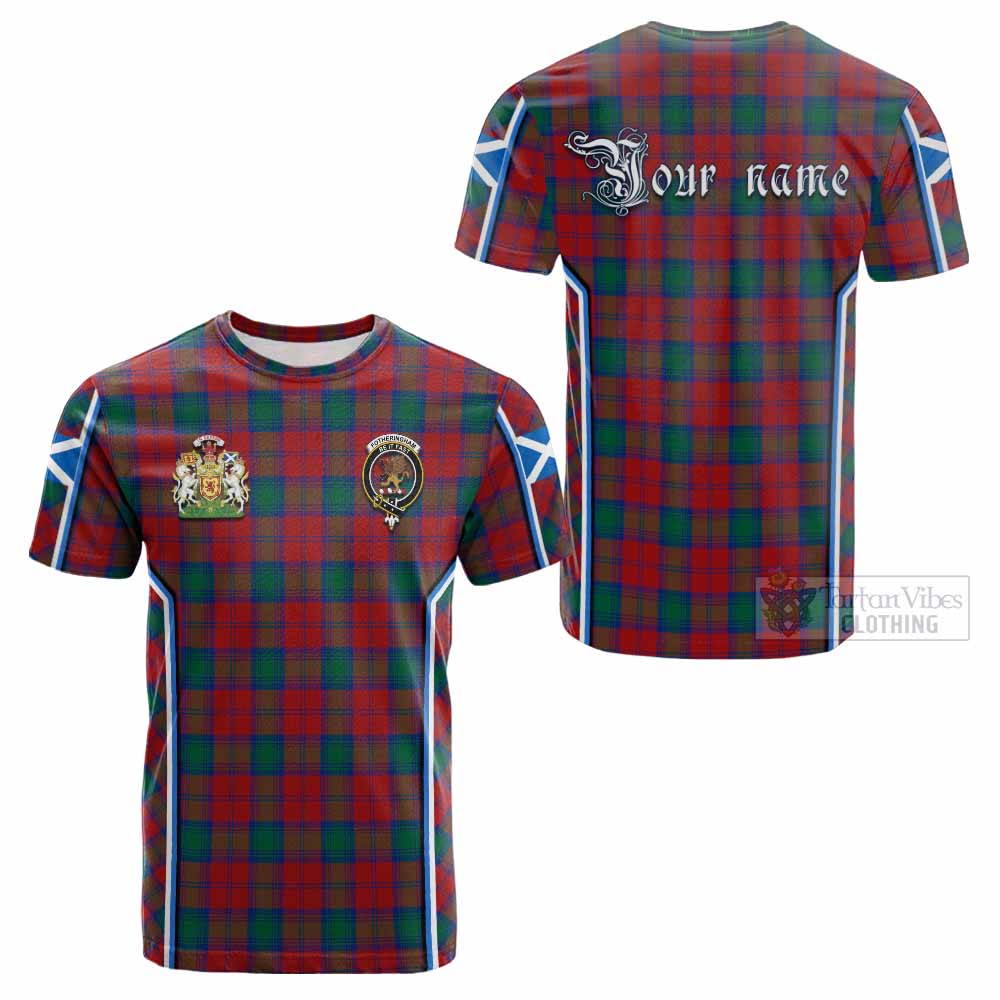 Fotheringham (Fotheringhame) Tartan Crest Cotton T-shirt Scotland Coat of Arm Flag Style - Tartan Vibes Clothing