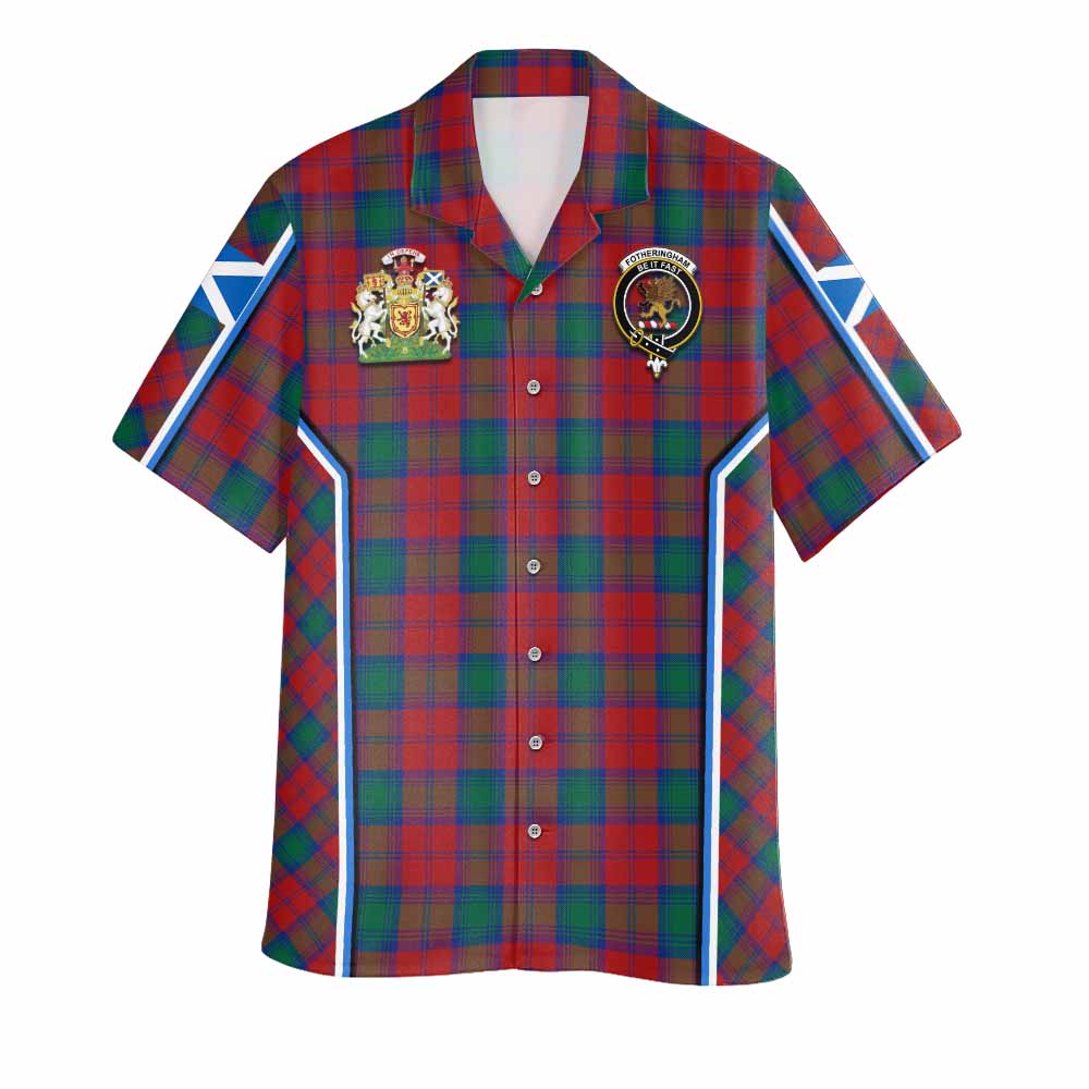 Fotheringham (Fotheringhame) Tartan Crest Hawaiian Shirt Scotland Coat of Arm Flag Style - Tartan Vibes Clothing