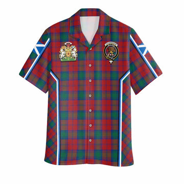 Fotheringham (Fotheringhame) Tartan Crest Hawaiian Shirt Scotland Coat of Arm Flag Style - Tartan Vibes Clothing