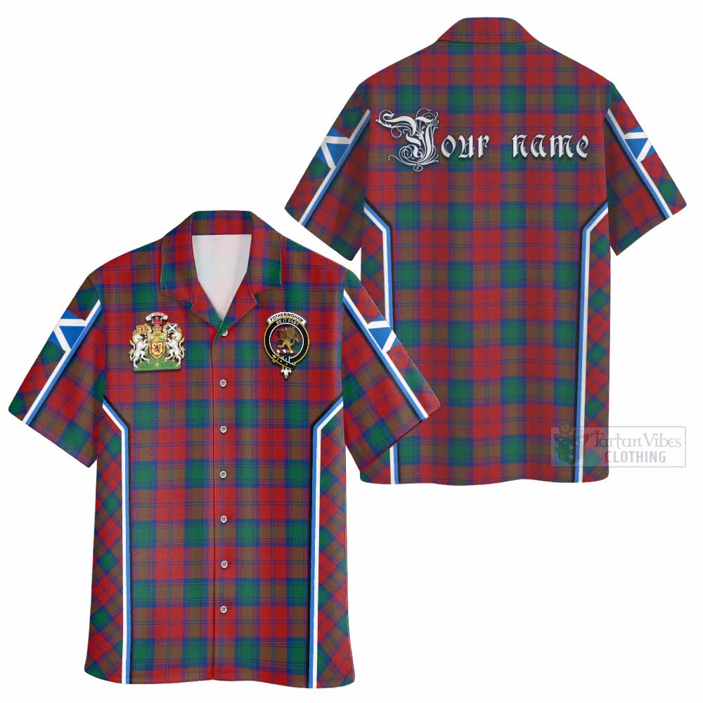 Fotheringham (Fotheringhame) Tartan Crest Hawaiian Shirt Scotland Coat of Arm Flag Style - Tartan Vibes Clothing