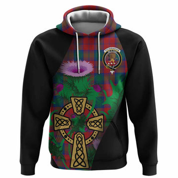 Fotheringham (Fotheringhame) Tartan Crest Hoodie Celtic Cross Thistle Flowers
