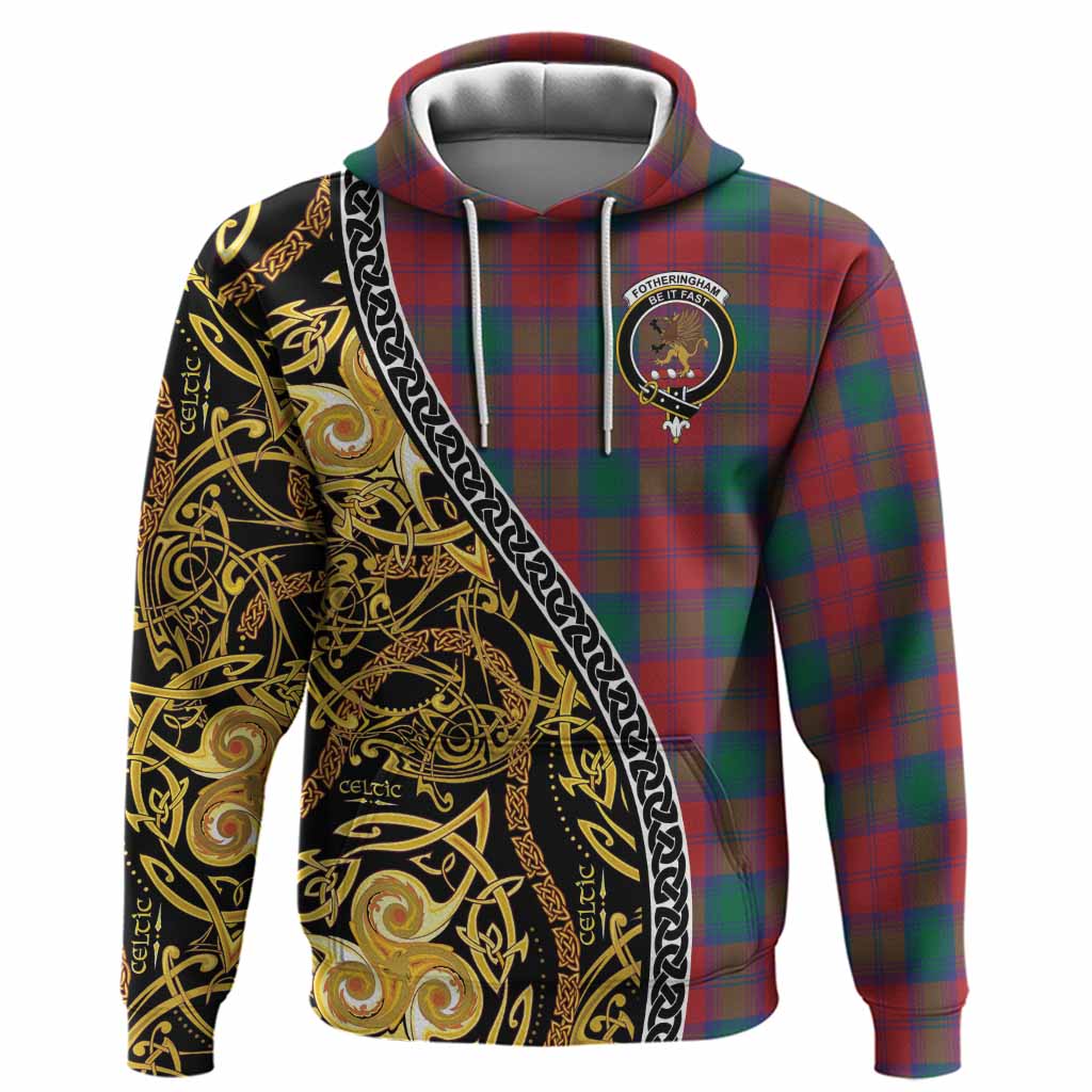 Fotheringham (Fotheringhame) Tartan Crest Hoodie Celtic Knot and Triple Trickle Spiral Symbols