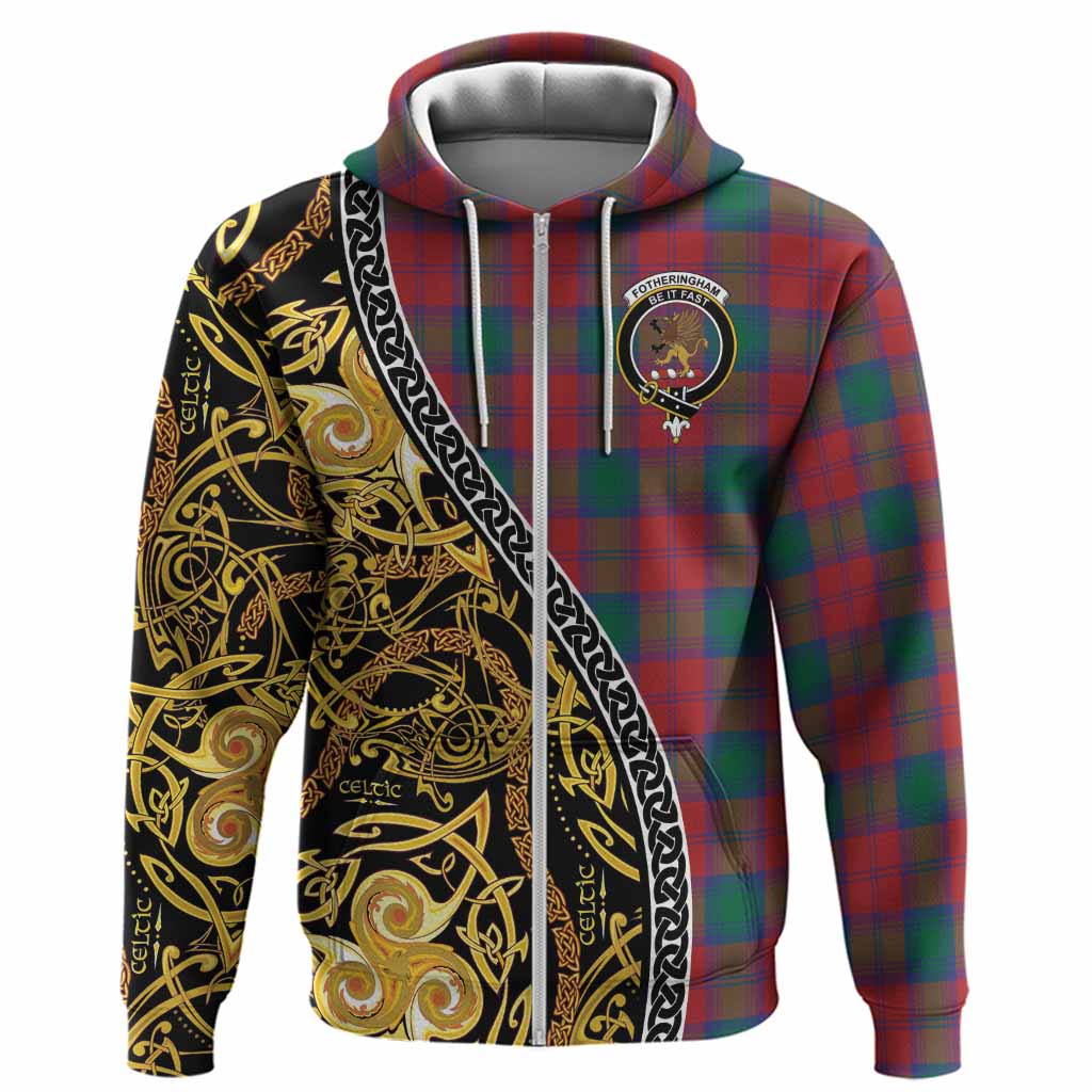 Fotheringham (Fotheringhame) Tartan Crest Hoodie Celtic Knot and Triple Trickle Spiral Symbols
