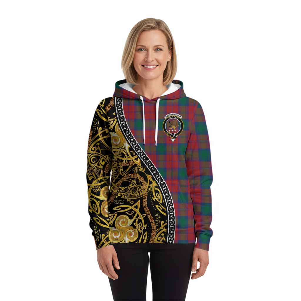 Fotheringham (Fotheringhame) Tartan Crest Hoodie Celtic Knot and Triple Trickle Spiral Symbols