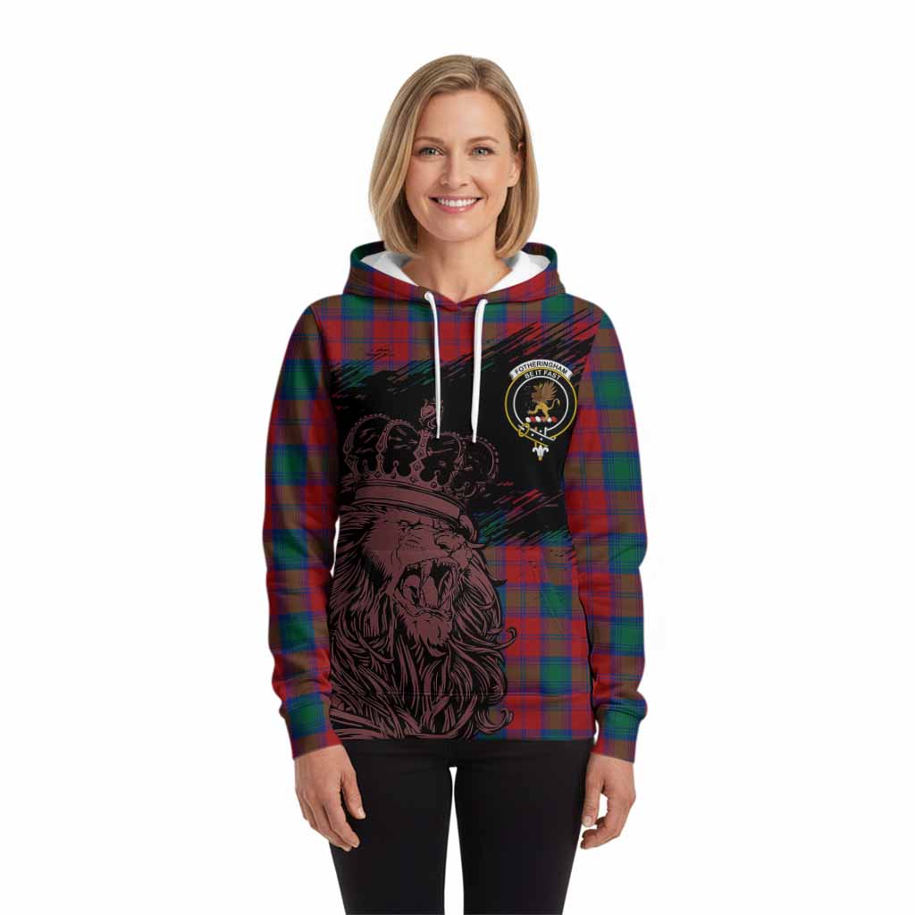 Fotheringham (Fotheringhame) Tartan Crest Hoodie Crowned Lion Heritage Style