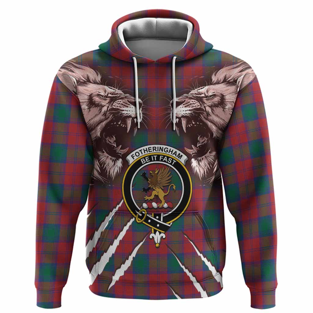 Fotheringham (Fotheringhame) Tartan Crest Hoodie Ferocious Lion Style