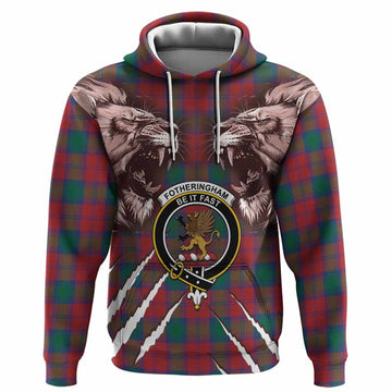 Fotheringham (Fotheringhame) Tartan Crest Hoodie Ferocious Lion Style