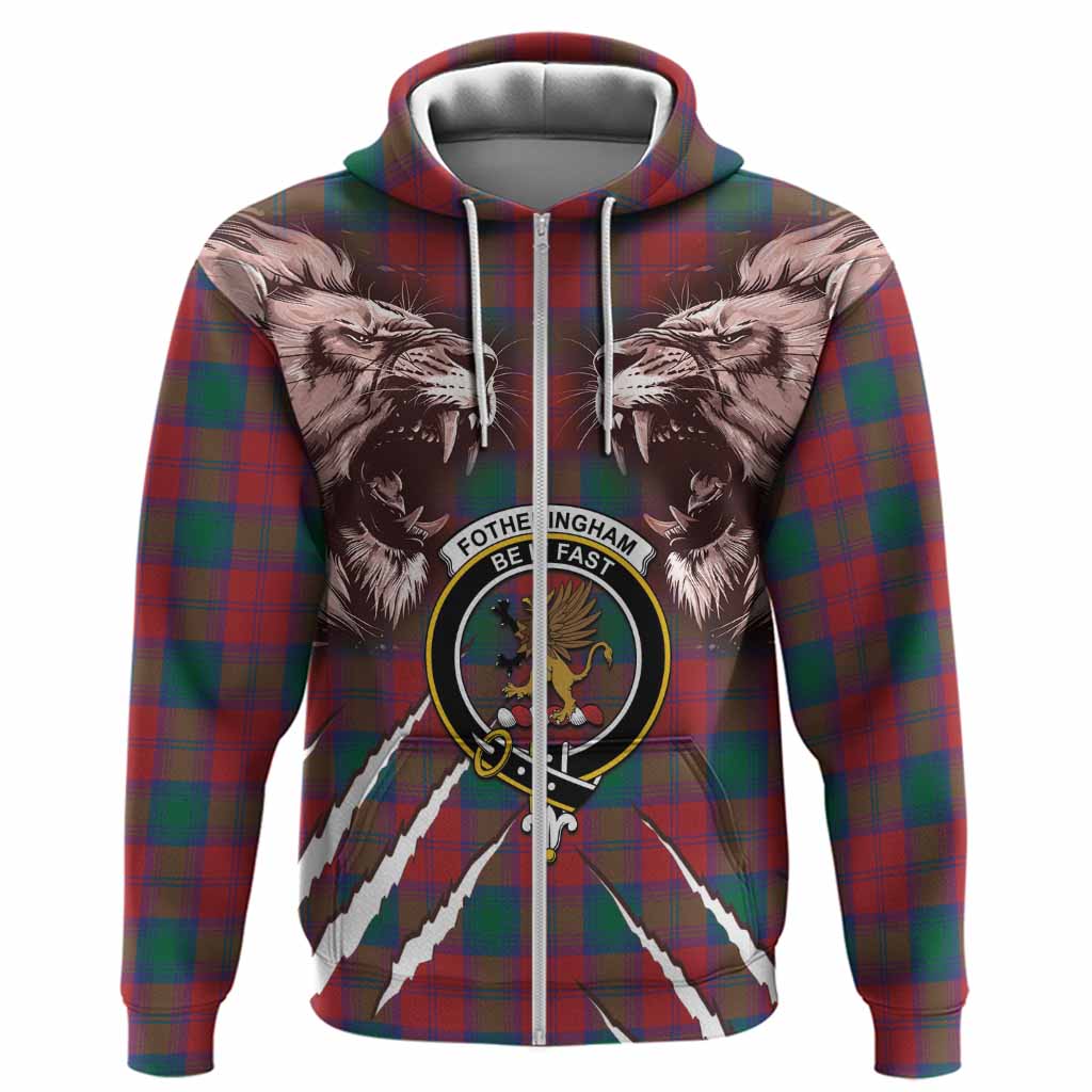 Fotheringham (Fotheringhame) Tartan Crest Hoodie Ferocious Lion Style