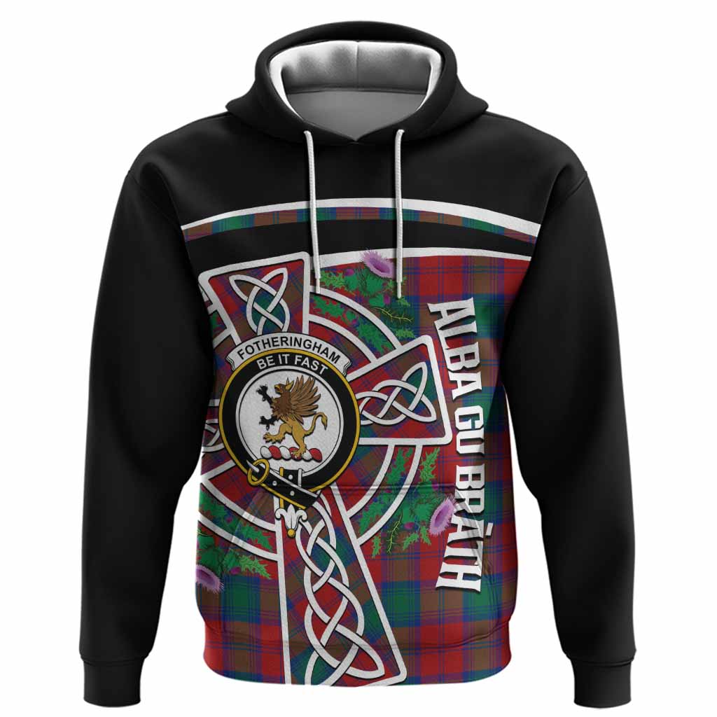 Fotheringham (Fotheringhame) Tartan Crest Hoodie Scottish Thistle Celtic Cross Alba Gu Brath