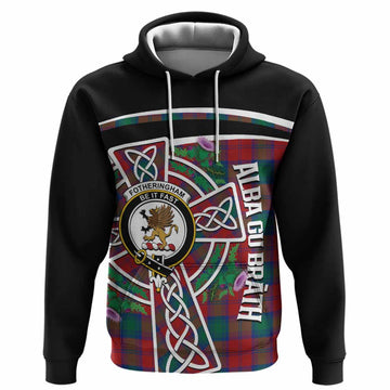 Fotheringham (Fotheringhame) Tartan Crest Hoodie Scottish Thistle Celtic Cross Alba Gu Brath
