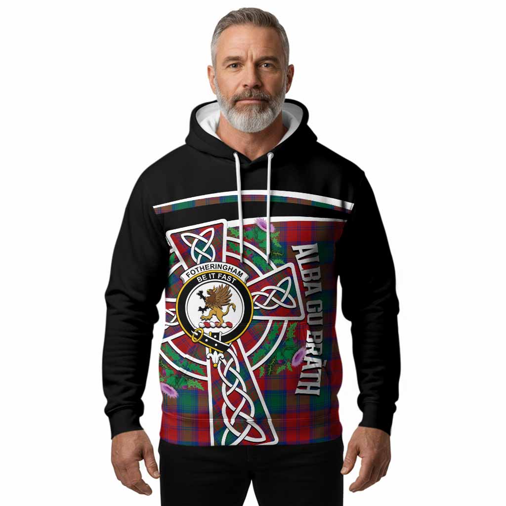 Fotheringham (Fotheringhame) Tartan Crest Hoodie Scottish Thistle Celtic Cross Alba Gu Brath