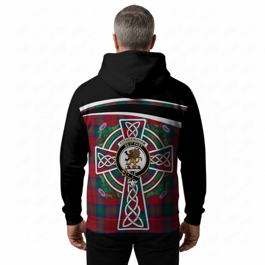 Fotheringham (Fotheringhame) Tartan Crest Hoodie Scottish Thistle Celtic Cross Alba Gu Brath