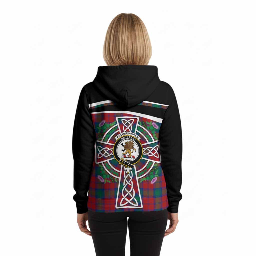 Fotheringham (Fotheringhame) Tartan Crest Hoodie Scottish Thistle Celtic Cross Alba Gu Brath