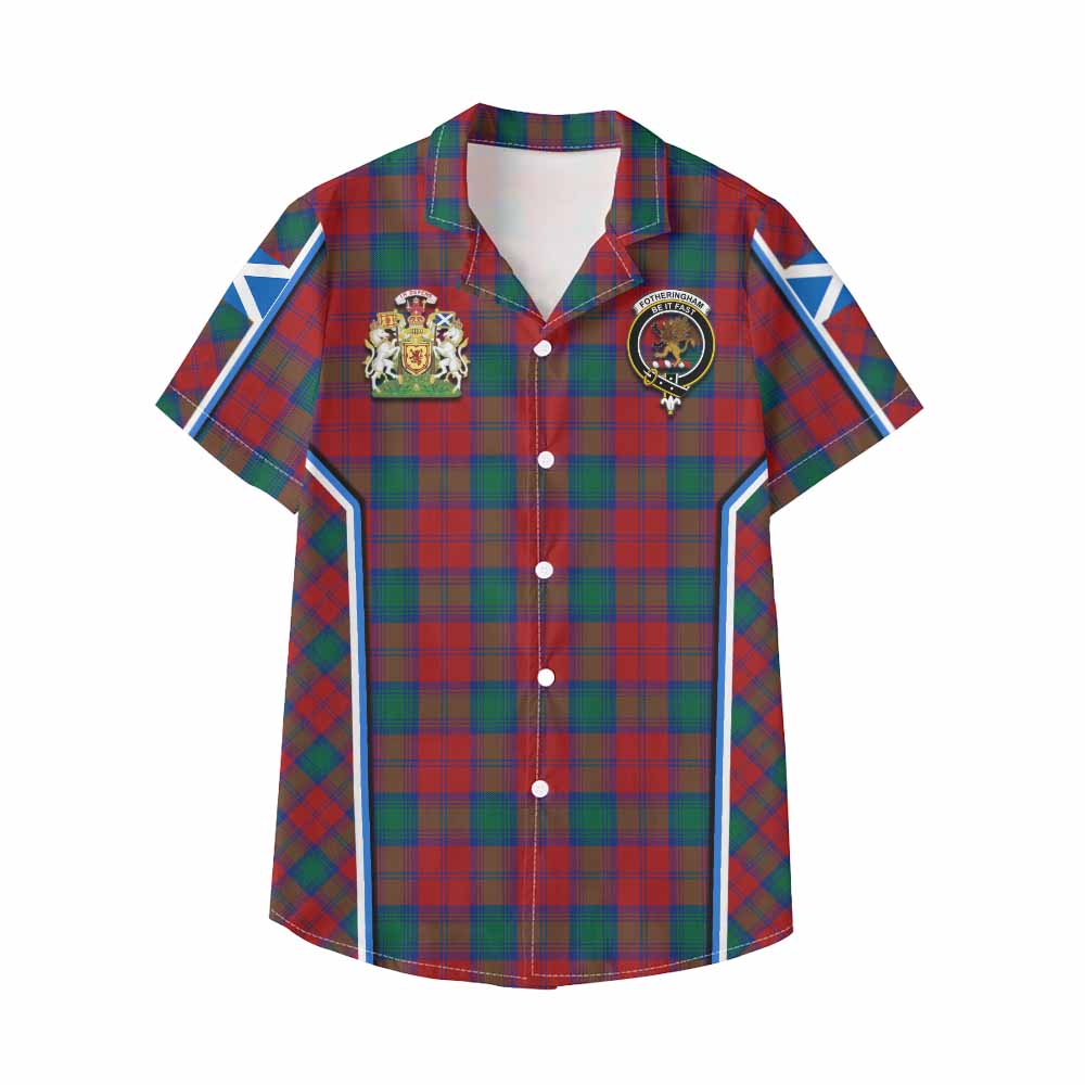 Fotheringham (Fotheringhame) Tartan Crest Kid Hawaiian Shirt Scotland Coat of Arm Flag Style - Tartan Vibes Clothing