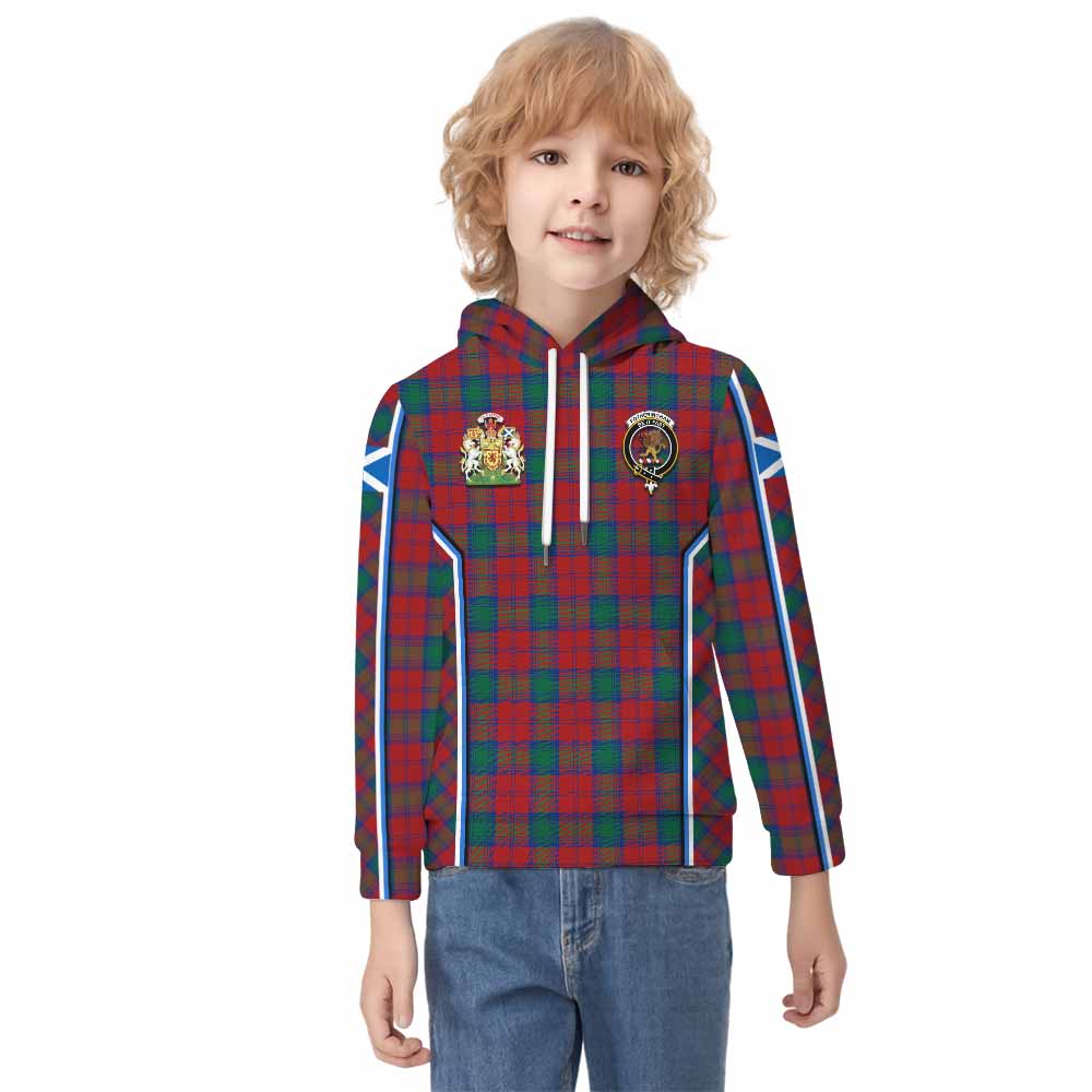Fotheringham (Fotheringhame) Tartan Crest Kid Hoodie Scotland Coat of Arm Flag Style - Tartan Vibes Clothing