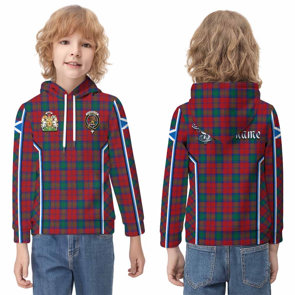 Fotheringham (Fotheringhame) Tartan Crest Kid Hoodie Scotland Coat of Arm Flag Style - Tartan Vibes Clothing